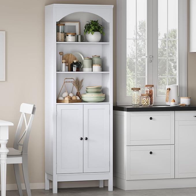 Bookshelf with Doors, Floor Standing Display Storage Cabinet - Image 9