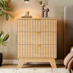 BORNOON Fluted 3 Drawer Dresser, 30.3" Tall Compact Modern Boho Chest of Drawers - Image 6