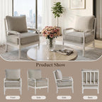DUHOME Linen Fabric Spindle Accent Chairs Set of 2 - Image 7
