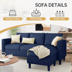 JAMFLY Couches for Living Room, 3-Seat Reversible Sectional Sofa - Image 6