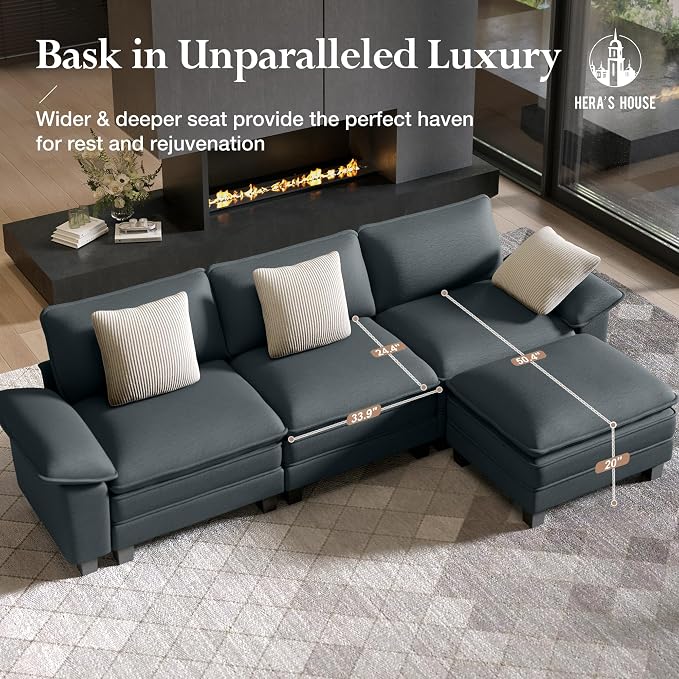 HERA'S HOUSE 124" Modular Sectional Sofa, Oversized U Shaped Couches - Image 7