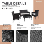 Shintenchi 4 Piece Outdoor Patio Furniture Sets, Small Wicker Patio - Image 6