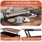 Coffee Table with Storage, Lift Top Coffee Table with Display Shelf and Hidden - Image 3