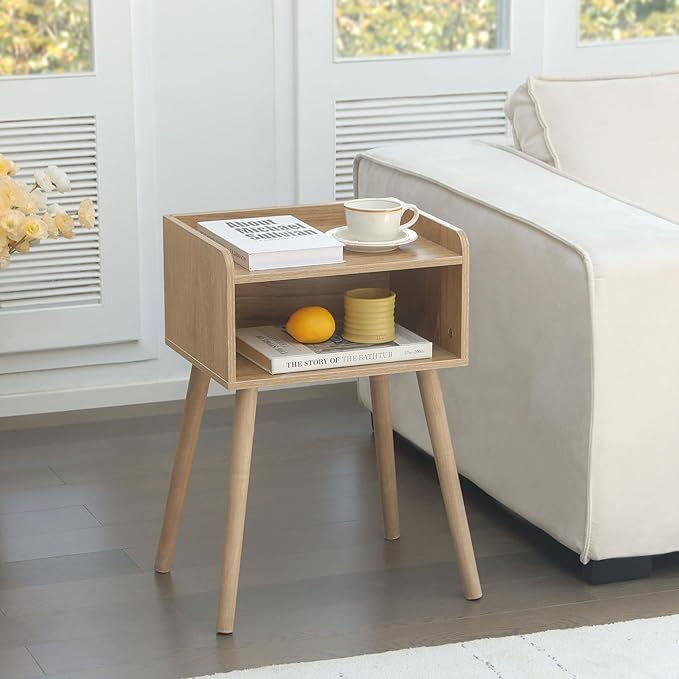 MaxSmeo End Tables Set of 2, Mid Century Modern Side Table Bedroom - Image 2