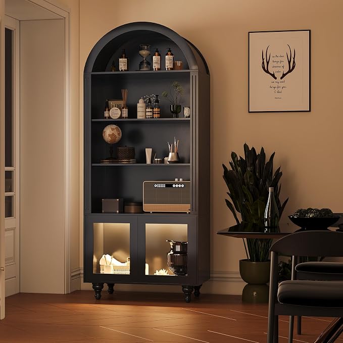Wildhome Wooden Arched Display Storage Cabinet - Image 4