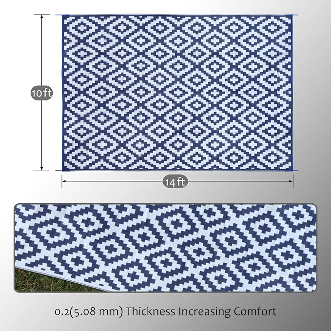 SAND MINE Reversible Mats, Plastic Straw Rug, Modern Area Rug, Large Floor Mat - Image 2