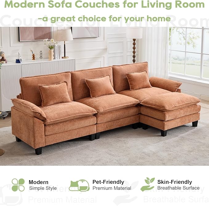 Oprisen 120" Modular Sectional Sofa, Comfy Cloud Couch Sectional Sofa - Image 6