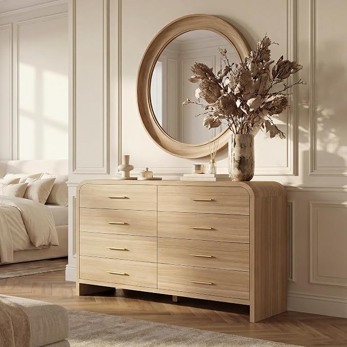 Curved 8-Drawer Dresser for Bedroom, 53.82" Wide Modern Chest of Drawers by TheBeautyofRusticRefined