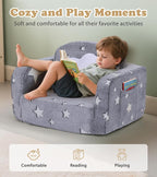 Kids Couch, 2-in-1 Soft Toddler Couch Fold Out - Image 4
