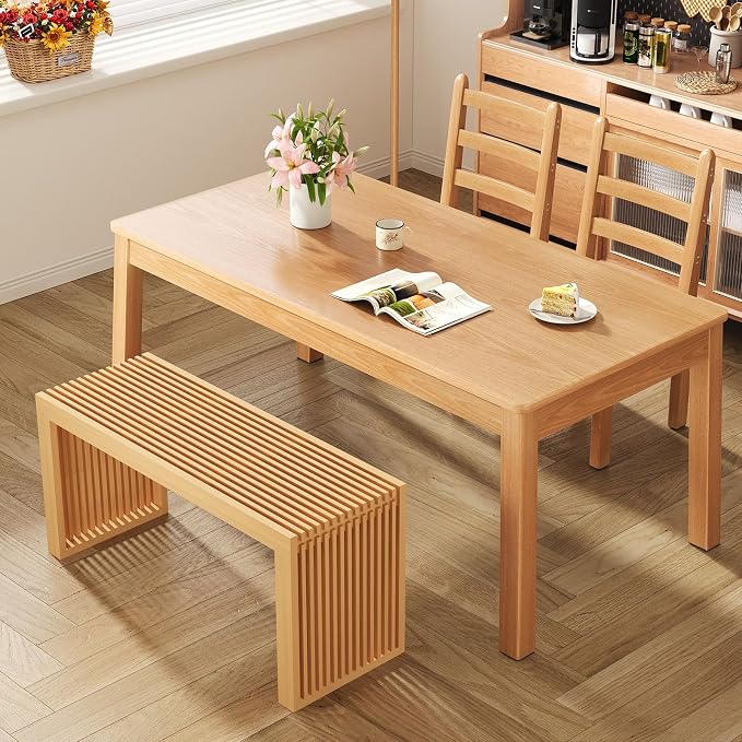 Bamboo Dining Bench, 35 inch Farmhouse Decor Indoor Kitchen Table Bench - Image 4
