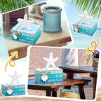 Pinkunn 4 Pcs Summer Table Coastal Theme Decorations Wooden Beach Starfish - Image 7
