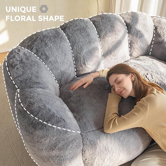 MAXYOYO Bean Bag Chair for Adults, Loveseat Floral Shaped Bean Bag Sofa - Image 8