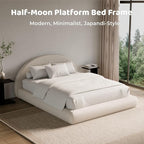 RECCI AirFrame Half-Moon Upholstered King Platform Bed Frame, Velvet Curved - Image 6