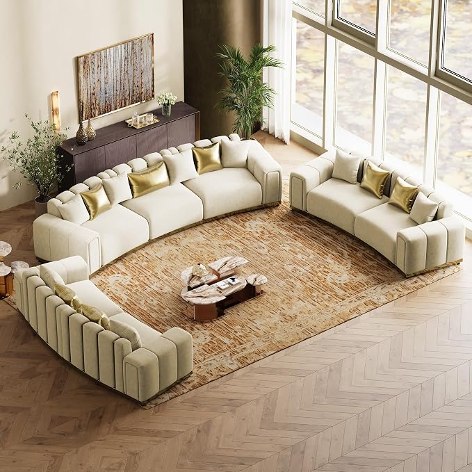 145" Oversized Velvet Chesterfield Sectional Couches - Image 8