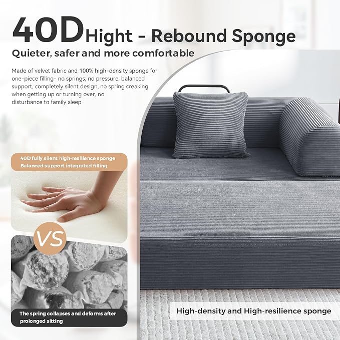 Sofa Bed, Corduroy Sleeper Sofa Bed - Image 7