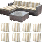 CALBODE 8 Pcs Outdoor Seat Cushion Covers, Striped Stretch Chair Seat Cover by CALBODE