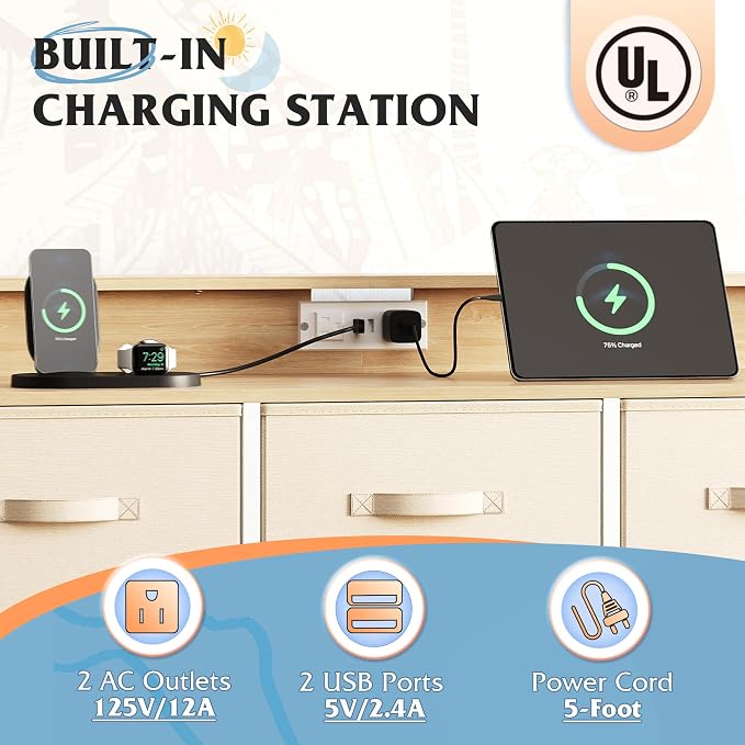 WLIVE Led Dresser for Bedroom, TV Stand for Bedroom - Image 6