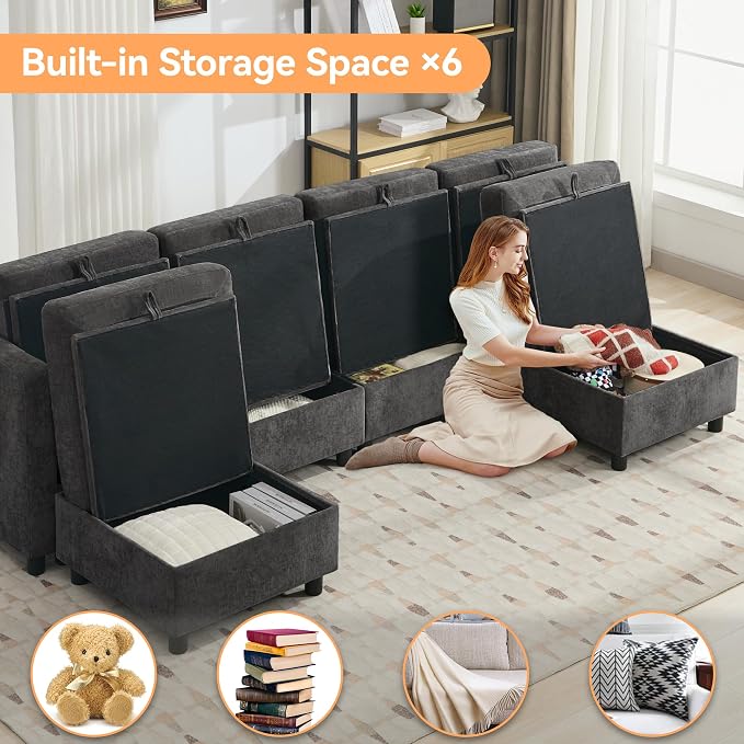 WUTUTUEE 107”Modular Sectional Sofa Convertible U Shaped Sofa Couch Set - Image 4