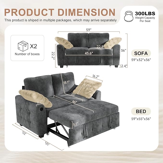 Hanherry 59" Loveseat Couch - Image 2