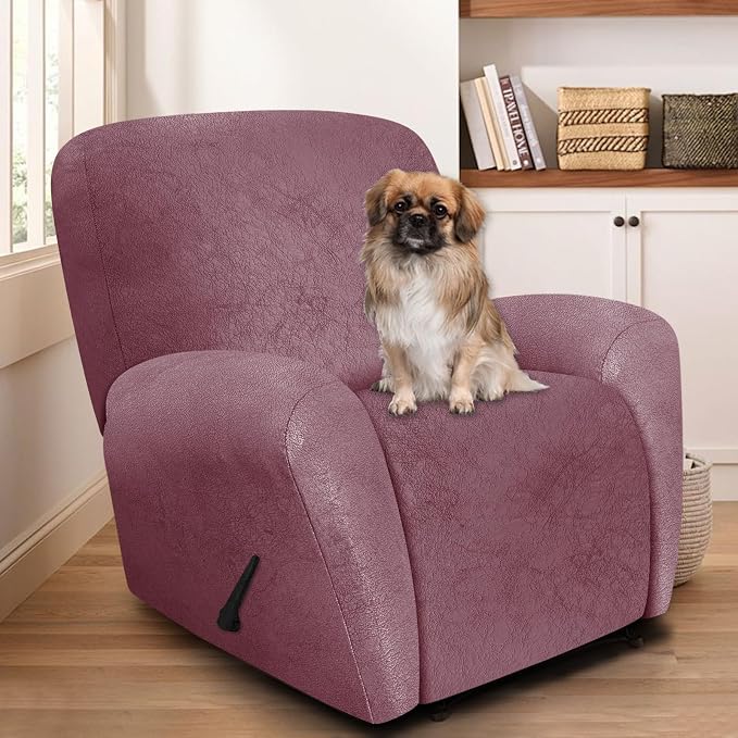 ANARACHON Leather Look Recliner Chair Covers, 4 Pieces Recliner Covers Non Slip - Image 2