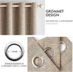 MIULEE Extra Wide 100% Blackout Linen Curtains 100x90 Copper Brown | Room - Image 4