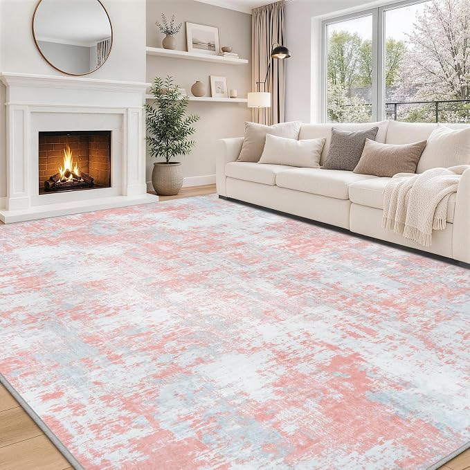 Aelenmu 8x10 Area Rugs for Living Room Bedroom Dining Room Washable Pink | Soft by Aelenmu