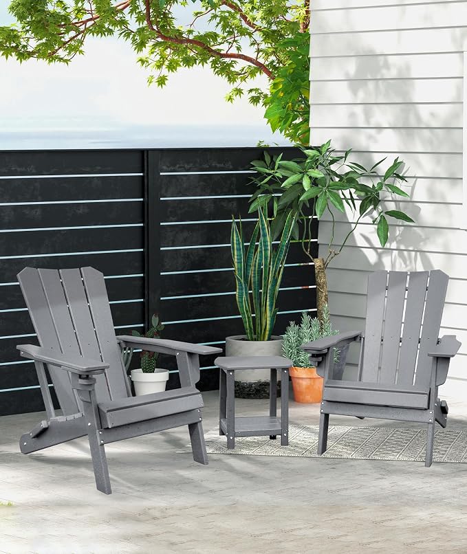 Adirondack Square Outdoor Side Table, 2-Tier Storage Patio Side Table, HDPE End - Image 7