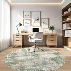 LOONGRUG Round Rug 8x8 Washable Large Neutral Modern Circle Rugs Green | - Image 7