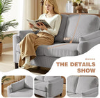 4 Piece Modern Corduroy Sofa Set, L-Shaped Sectional Couch - Image 8