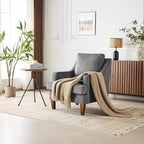 VINGLI Grey Accent Chairs Set of 2, Mid Century Modern Chairs, Upholstered - Image 2