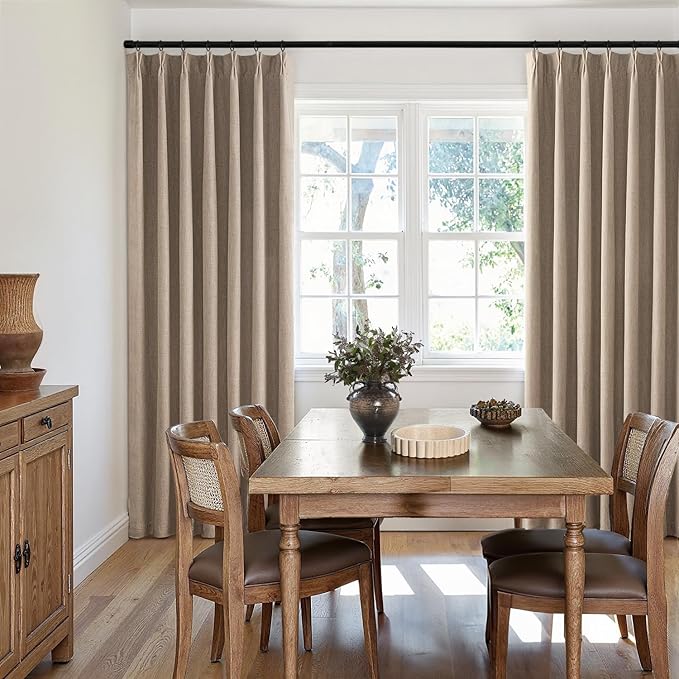 MIULEE Copper Brown Pinch Pleated 100% Blackout Linen Curtains 40x90 Inches | - Image 7