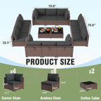 KIGOTY 14-Piece Patio Furniture Set, All-Weather PE Rattan Outdoor Sectional - Image 2