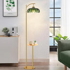 QIYIZM Glass Floor Lamp with Table and Shelves - Image 9