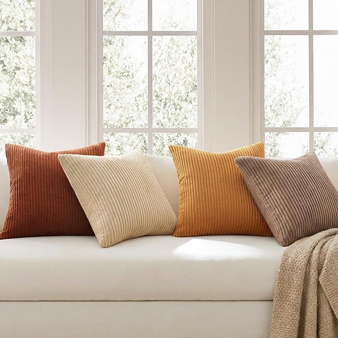 Topfinel 24x24 Inch Pillow Covers Set of 4 Yellow Brown Gradient Farmhouse - Image 3
