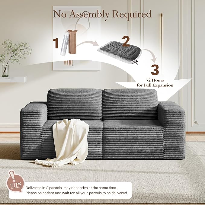 Vesgantti 80" Modular Sectional Sofa, Corduroy Cloud Couch - Image 6
