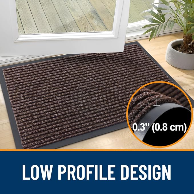 OLANLY 2-Pack Front Door Mats 33x21, Waterproof Heavy-Duty Doormats | Tan - Image 4