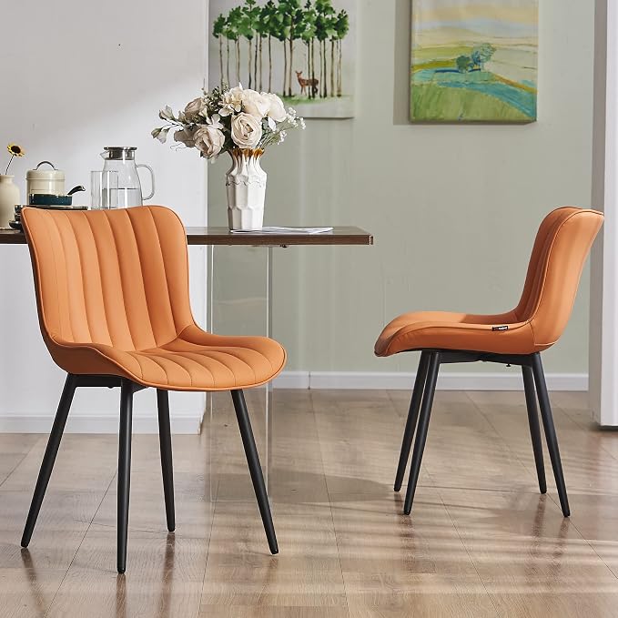 YOUNUOKE Dining Chairs Set of 2 Camel Mid Century Modern Kitchen Chairs Armless by YOUNUOKE