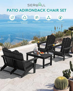 SERWALL 4 Pieces HDPE Patio Adirondack Chair Set, 2 Adirondack Chair - Image 4