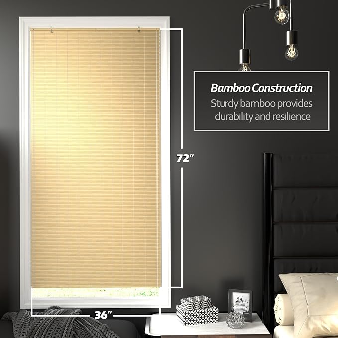 Red Lantern Bamboo Cordless Window Shade - Image 2