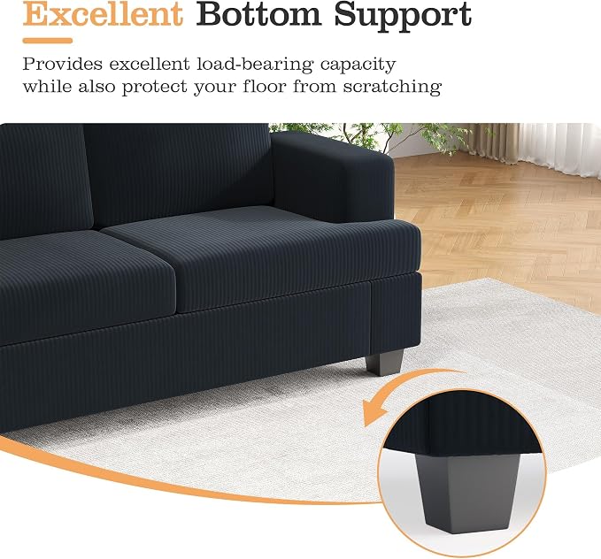 Apicizon Modern Loveseat Set of 2 & 3-Seater Sofa, Corduroy Couch 3 Piece Sofa - Image 7