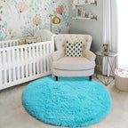 Amdrebio Blue Large Fuzzy Round Circle Area Rug 6Ft - Image 5