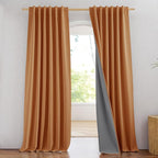 NICETOWN 100% Blackout Burnt Orange Curtains, W52 x L90 in, Thick Linen Blend by NICETOWN