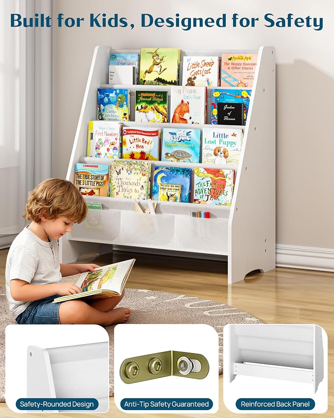 SEIRIONE Sturdy Kids Bookshelf, 4-Tier Book Shelf - Image 4
