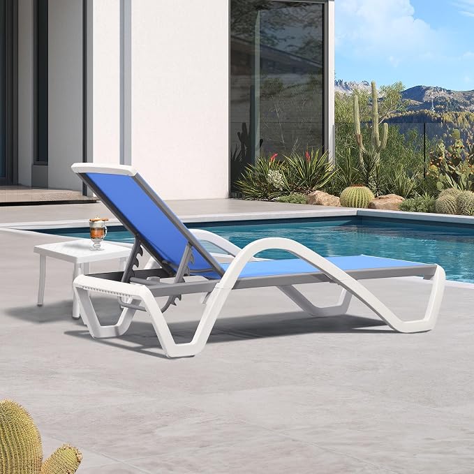 PURPLE LEAF Patio Chaise Lounge Chair Set Outside Aluminum Plastic Stackable - Image 3