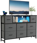 DUMOS TV Stand Dresser with 8 Fabric Drawers and Open Shelves, LED by DumosLifestyle