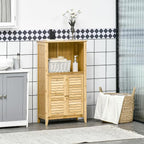 HOMCOM Bamboo Floor Cabinet Bathroom Floor Cabinet Living Room Organizer Tower - Image 2