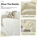 DREAMINGO Modern Minimalism Cream White Couch Cover Sectional Sofa Covers - Image 4