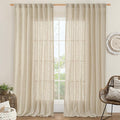 95 Inch Long Semi Sheer Linen Curtains by LAMIT