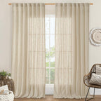 95 Inch Long Semi Sheer Linen Curtains by LAMIT