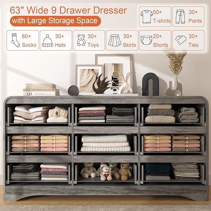 4 Piece Bedroom Set, Dresser and Nightstand Sets, Including Modern Wooden Large - Image 2